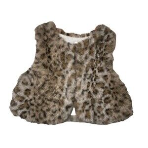 RZ By Rachel Zoe Faux Fur Vest Top Baby Girl Cheetah Soft Size 18M Sleeveless